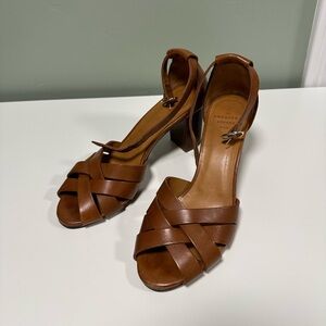Sezane brown leather heels size 39 (US 8)